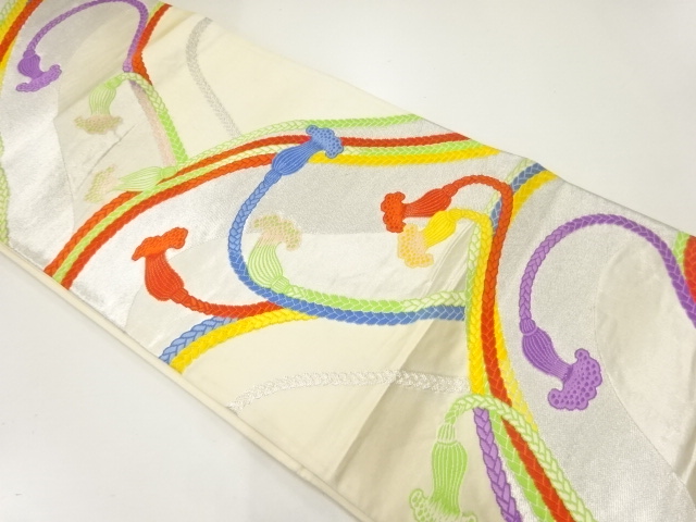 アンティーク　組紐模様織出し袋帯（材料）